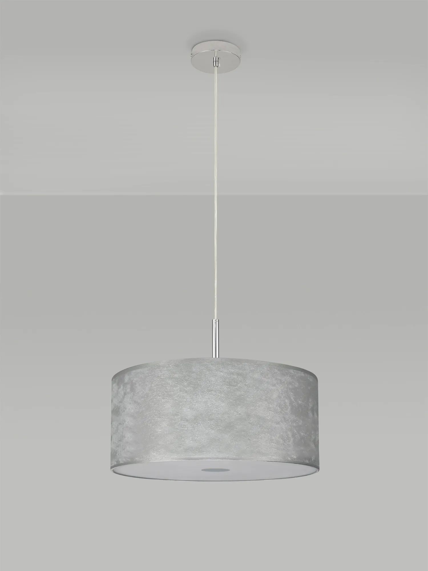 Baymont 40cm 1 Light Pendant Polished Chrome, Silver Leaf, Frosted Diffuser DK0789  Deco Baymont CH SL